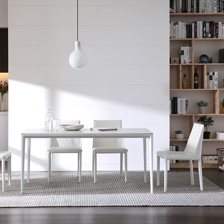 Semplice tavolo da pranzo cucina bianca tavolo da pranzo standard di pietra sinterita con 4 gambe