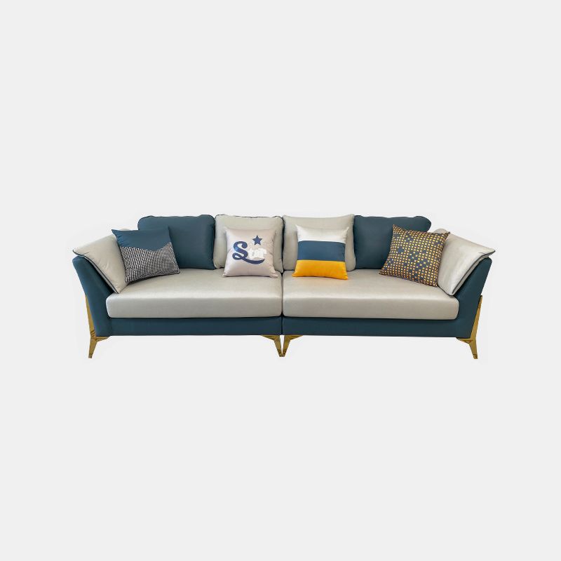 Faux Leather Modern Standard Flared Arm Stain Resistant Settee Couch