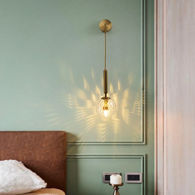Gold Glass Wall Light Contemporary Global 1-light Wall Sconce for Bedroom