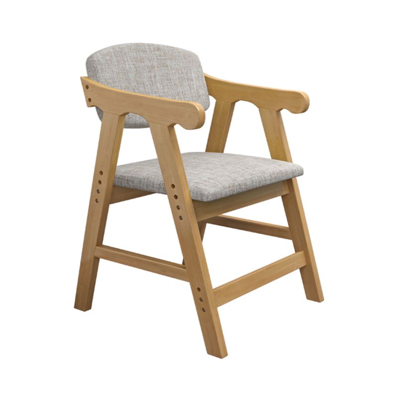 Silla de comedor con respaldo abierto, brazo tapizado, silla de comedor individual con patas de madera