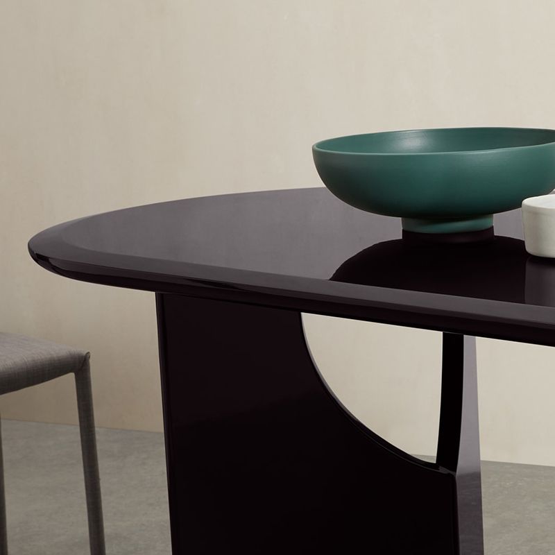 Moderne binnenhouttafel voor restaurant ovale eettafel met dubbele voetstukbasis
