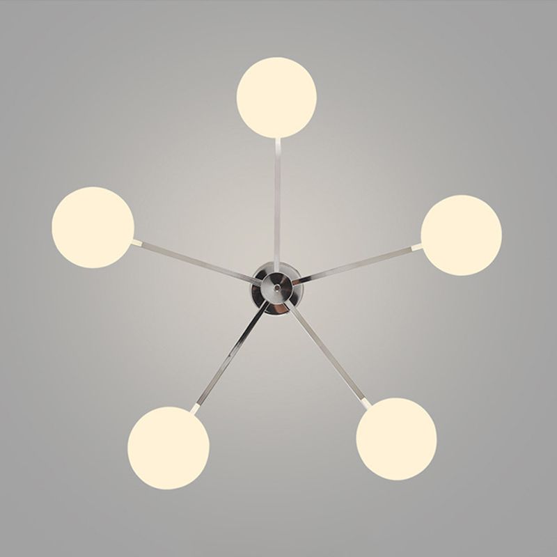 Modern Ceiling Lighting White Glass Semi Flush Mount for Living Room