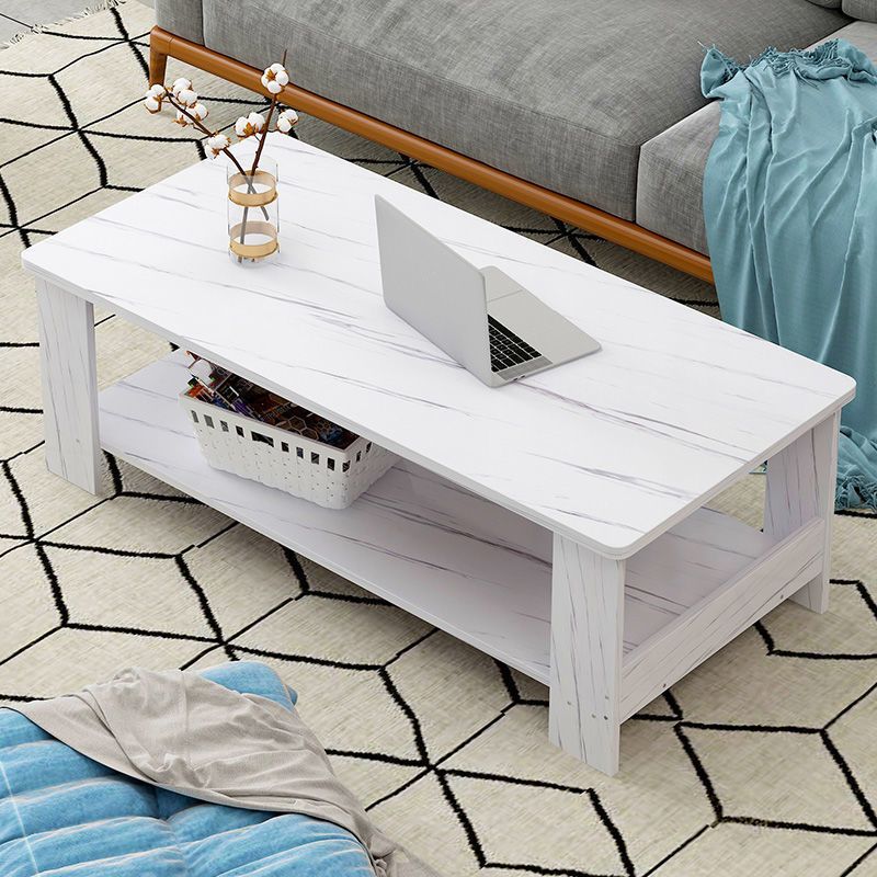 Modern Wooden Coffee Table with Storage and 4 Legs Bunching Tables