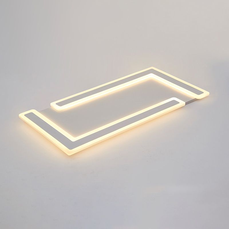Weiße, rechteckige LED-Einbauleuchte in moderner Schlichtheit, schmiedeeiserne Deckenleuchte mit Acrylschirm