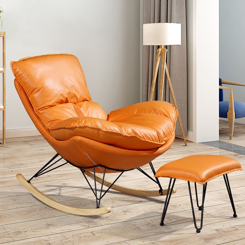 Modern Rocker Upholstered Tufted Cushions with Light Legs Glider