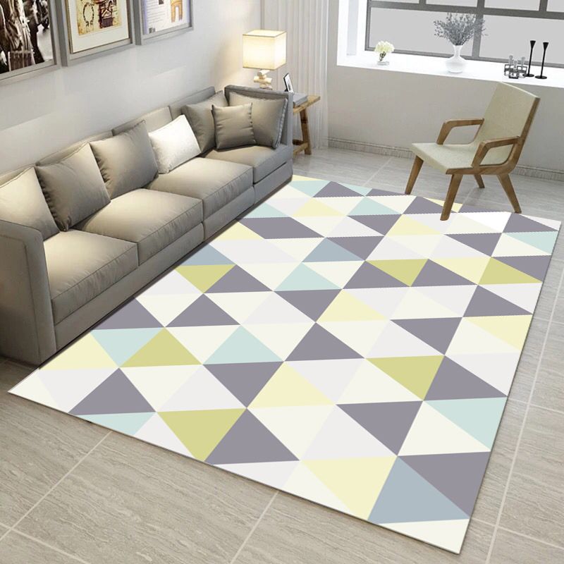 Multi Color Simple Style Rug Polypropylene Geometric Print Rug Washable Non-Slip Backing Pet Friendly Rug for Living Room