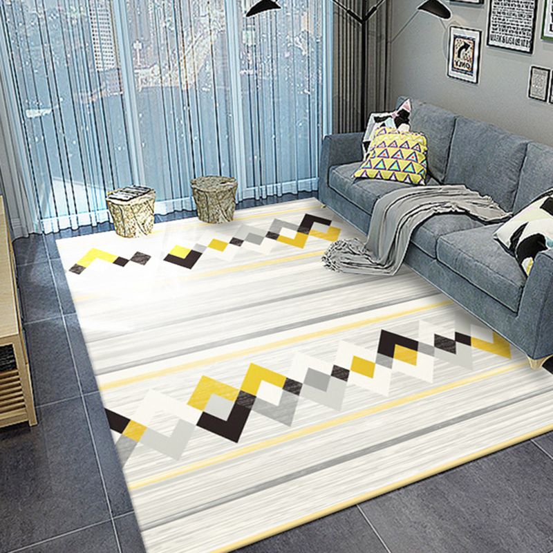 Modern Geometric Indoor Rug Patchwork Simplicity Area Rug Polyester Anti-Slip Carpet for Living Room