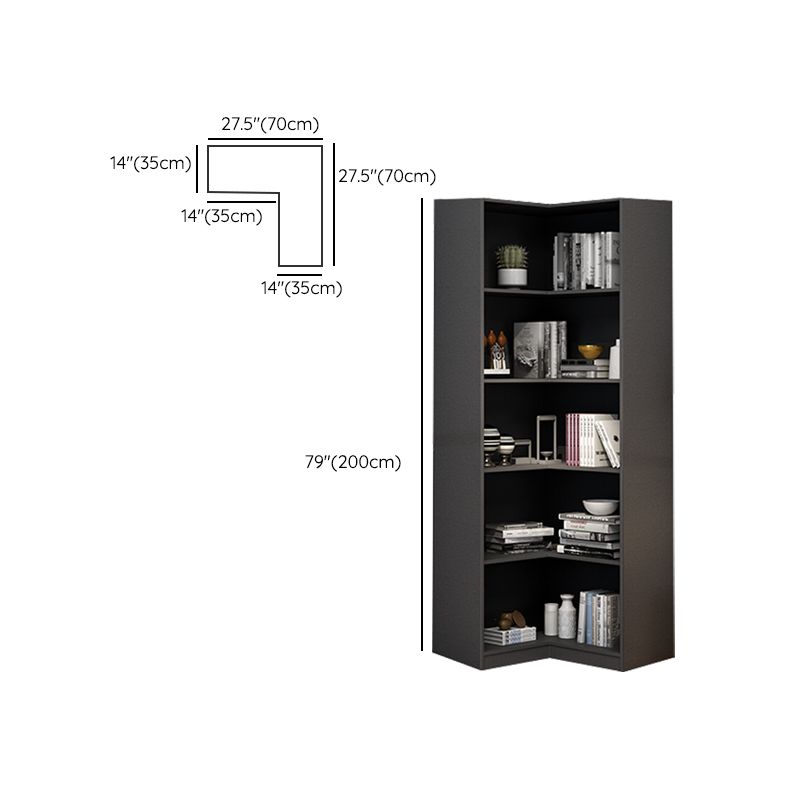 Contemporary Closed Back Bookcase Engineered Wood Vertical Bookshelf with Shelves