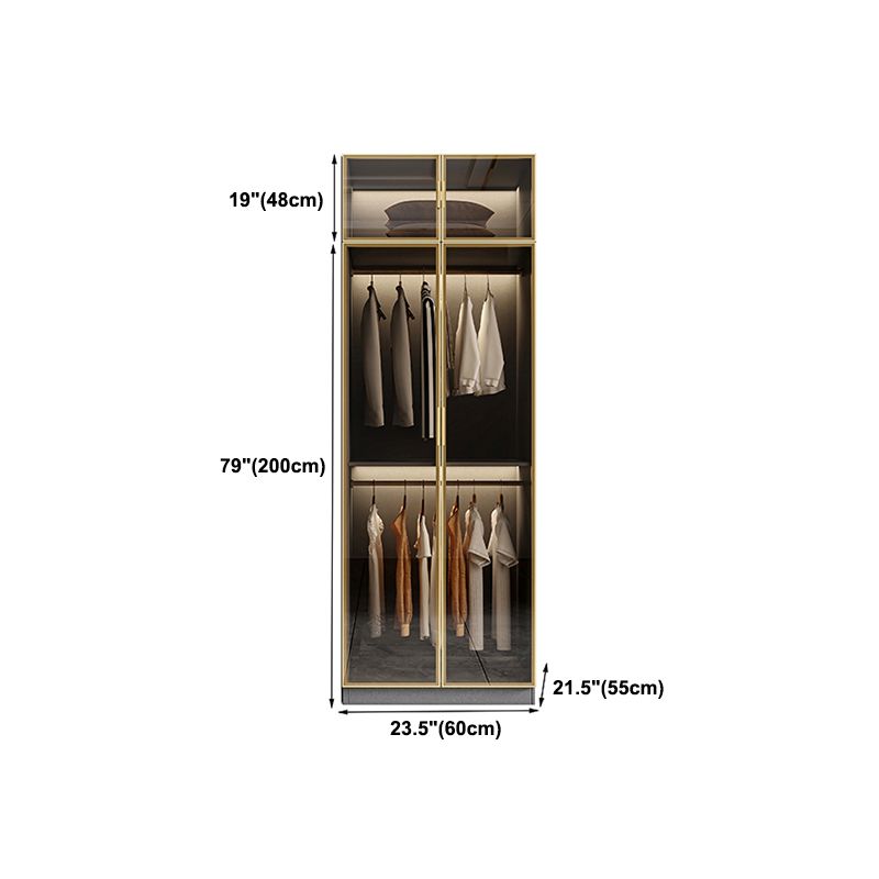 Glass and Wood Wardrobe Armoire Contemporary Wardrobe Closet