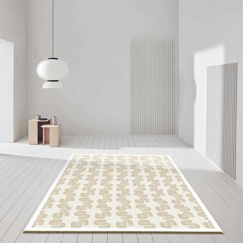 White Modern Carpet Polyester Line Carpet Washable Carpet for Living Room