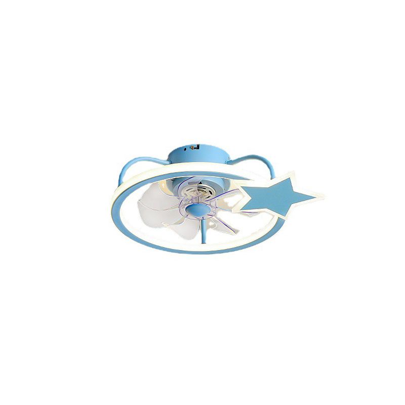 Kids Artistic LED Ceiling Fans Wrought Iron Star Ceiling Fixture with Acrylic Shade