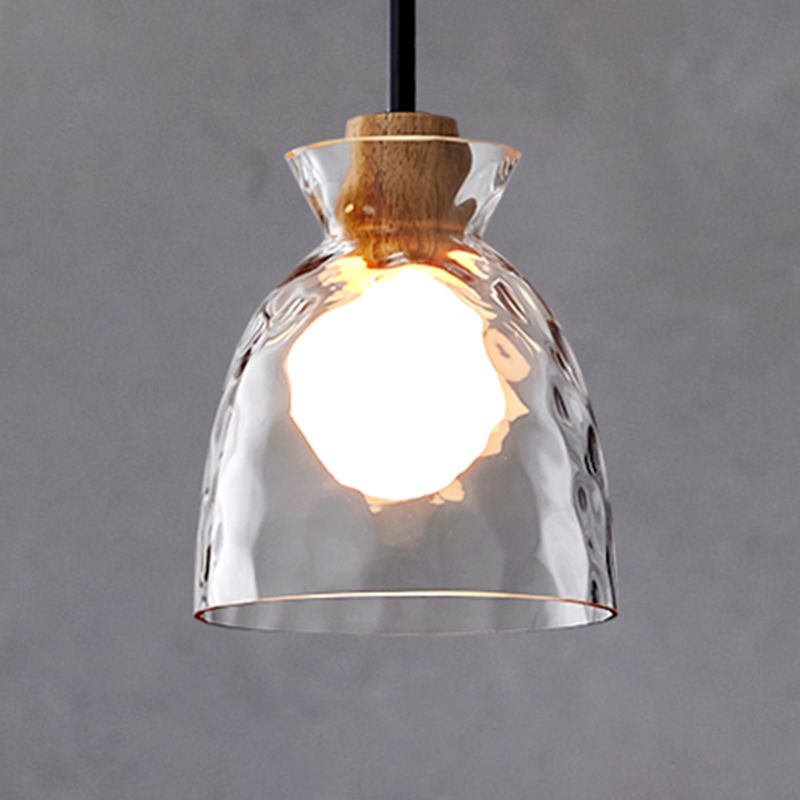 1-Light Geometric Shape Hanging Light Nordic Style Pendant Lamp with Clear Glass Shade