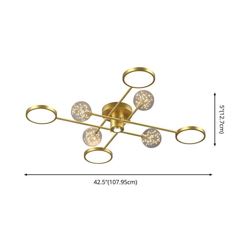 Lámpara de techo semiempotrada de metal Sputnik Iluminación LED de montaje semiempotrado de estilo minimalista