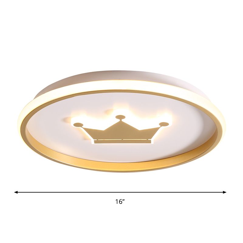 Crown/Monkey Flush Mount Lighting Kids Metallic Gold/Coffee LED Ceiling Mounted Fixture for Bedroom