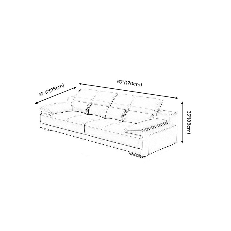 Genuine Leather Pillow Top Arm Sofa Cream Sectional with Removable Cushions