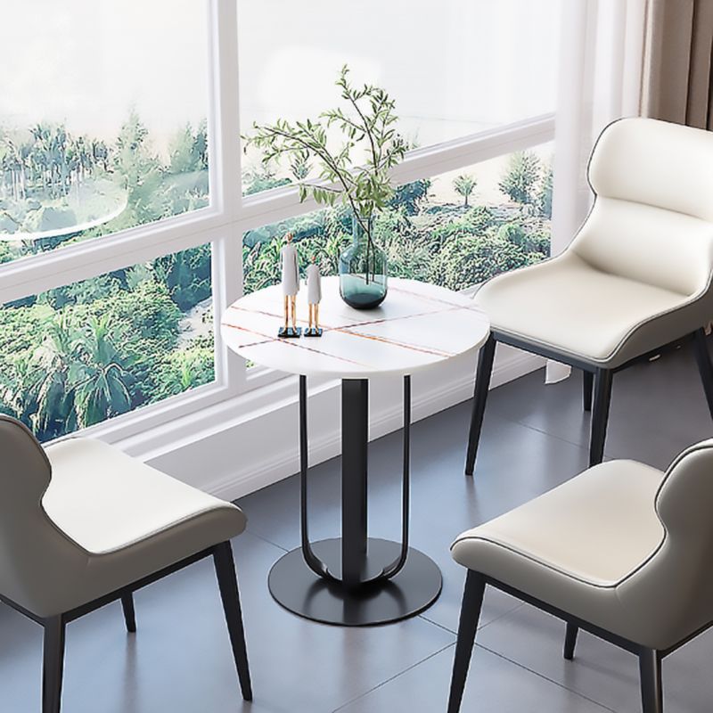 21.65-inch Tall Round Side Glam Metal Frame Stone Top Sofa Side End Table