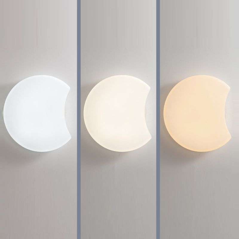Modern Metal Wall Sconce Moon Shape Wall Light with Plastic Shade for Bedroom