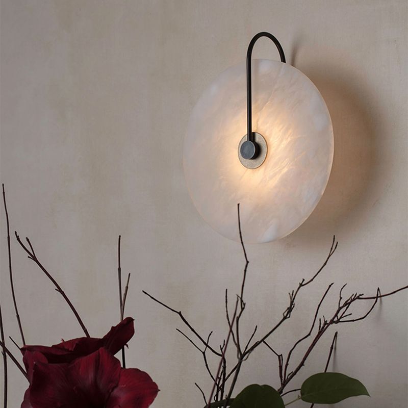 Glass Round Wall Sconce Lights Modern Style 1 Light Wall Murd Lamps