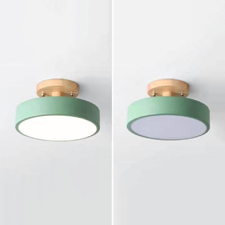 Halbbündig montierte Leuchte aus Trommelholz, schlichter LED-Deckenmontage-Beleuchtung