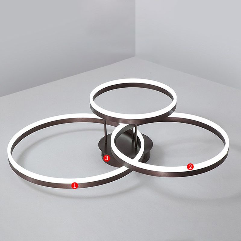 Luz de techo semi rasante del metal de las luces múltiples de la lámpara circular del soporte del techo del estilo moderno