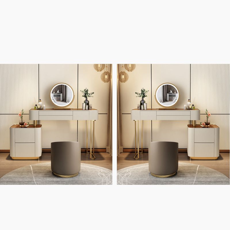 Contemporary Vanity Tables 5 Drawers Glass Top Makeup Vanity Desk