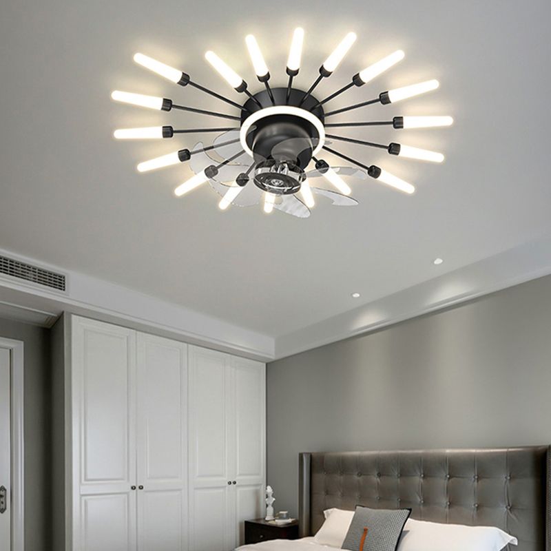 Multi Light Ceiling Fan Light Modern Style Metal Ceiling Fan Light for Bedroom