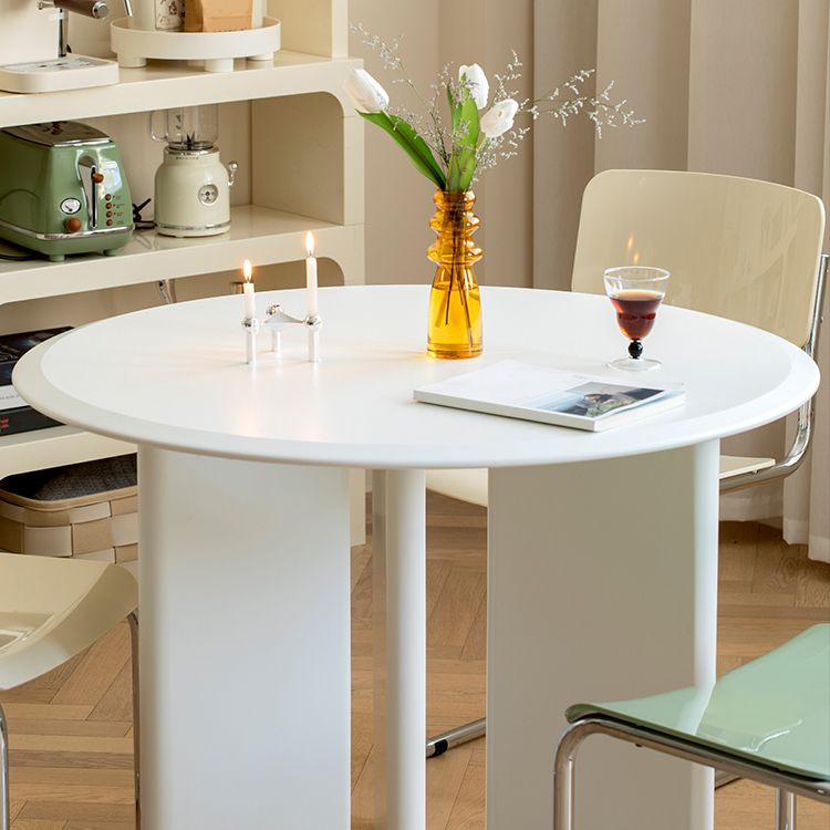 Modern Wooden Dining Room Table for 2 Person White Round Top