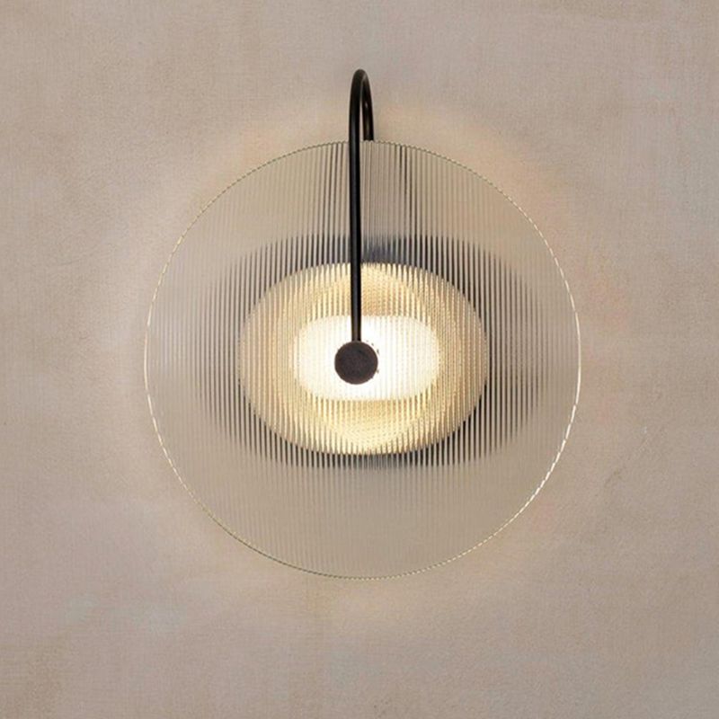 1-licht ronde wand SCONCE Moderne eenvoudige stijl glazen wandverlichting in zwart en goud