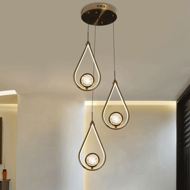 Contemporary Style LED Beside Lamp Metal Crystal Ceiling Hanging Pendant