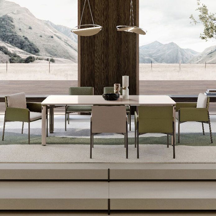 Upholstered Matte Finish Dining Chair Designer Style Home Solid Back Arm Chair