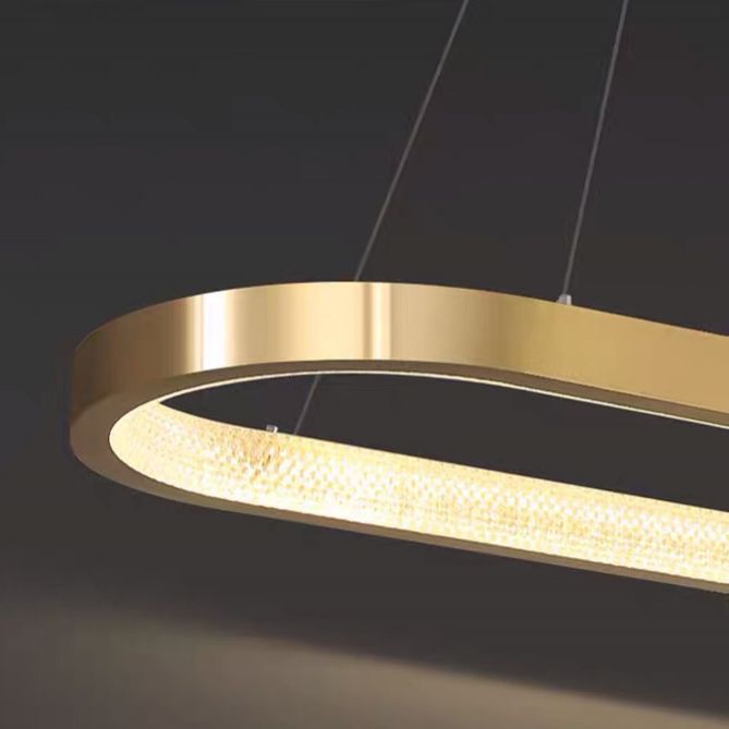 Modern Kitchen Island Lighting Oval Metal Island Light Fixture in Gold Finish