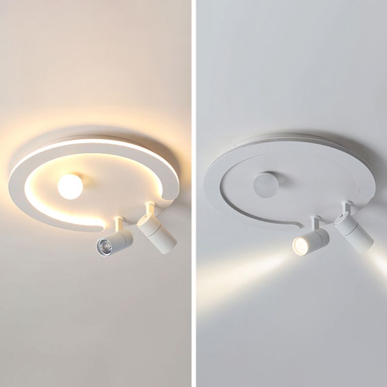 Modern Round Ceiling Light Metal White Track Flush Mount Light for Living Room