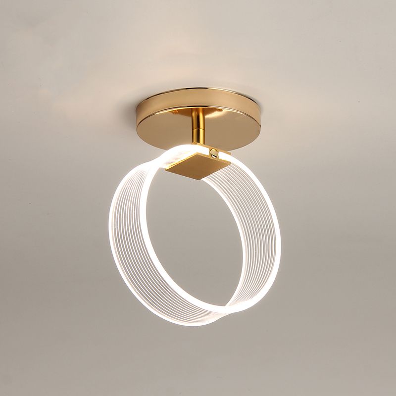 LED-gangplafondlamp Modern zwart/goud, semi-inbouwverlichting met ronde acrylkap