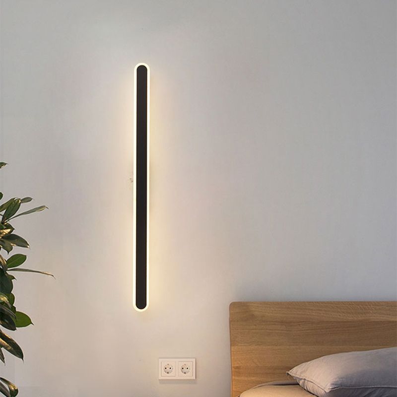 Forma lineare Fonce in metallo Sconce Modern MODERNI IL LIGHT MONTO A MOLTO MOLTO SINGOLO IN NERO