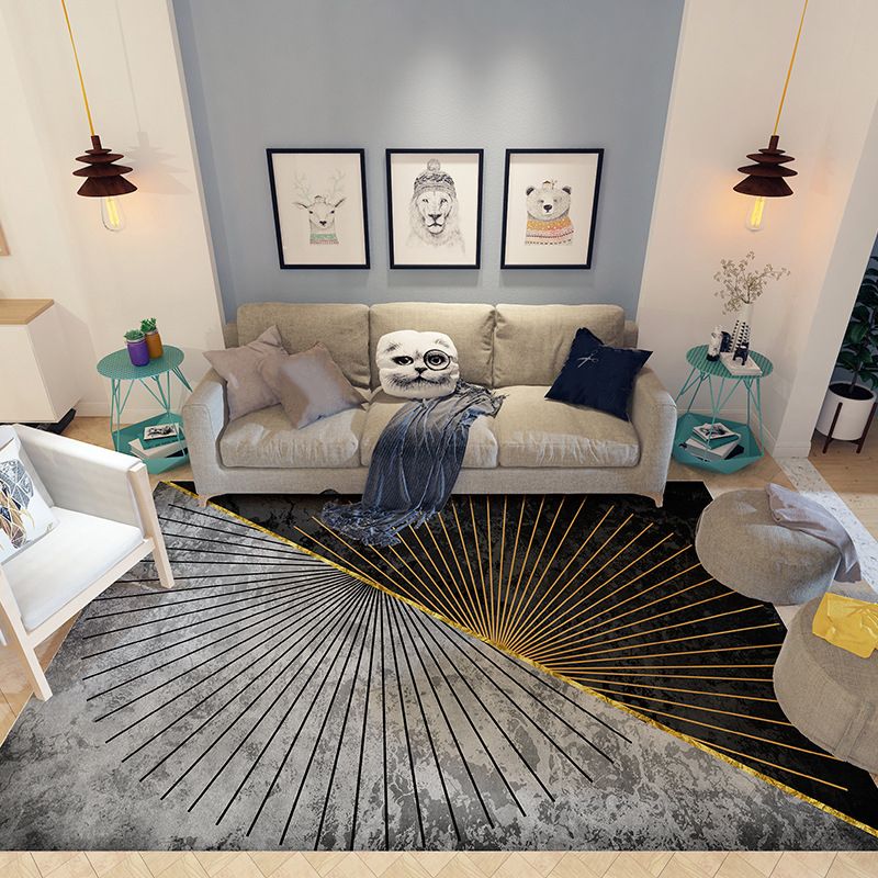 Beige Modern Rug Polyester Graphic Indoor Rug Stain Resistant Rug for Living Room