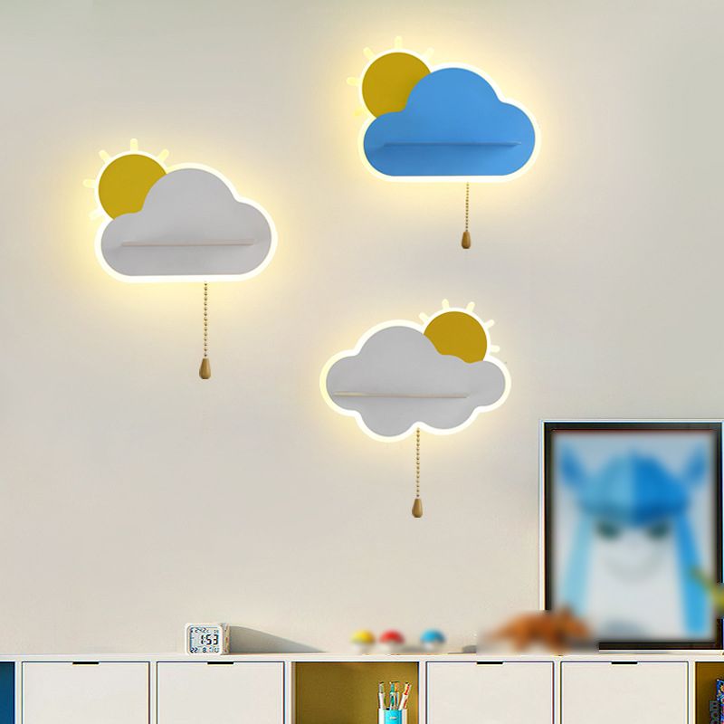 Cartoon Style Iron Wall Light LED Cloud Shape Wall Lamp for Children's Room