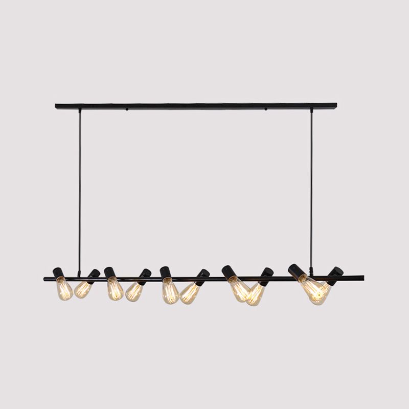 Industrial Style Iron Hanging Lamp Strip Shape Island Light Fixture for Dining Table