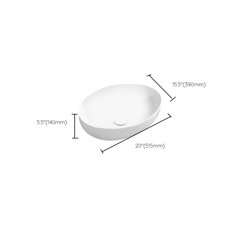 Modern Bathroom Sink Porcelain Round Vessel Lavatory Sink with Pop-Up Drain