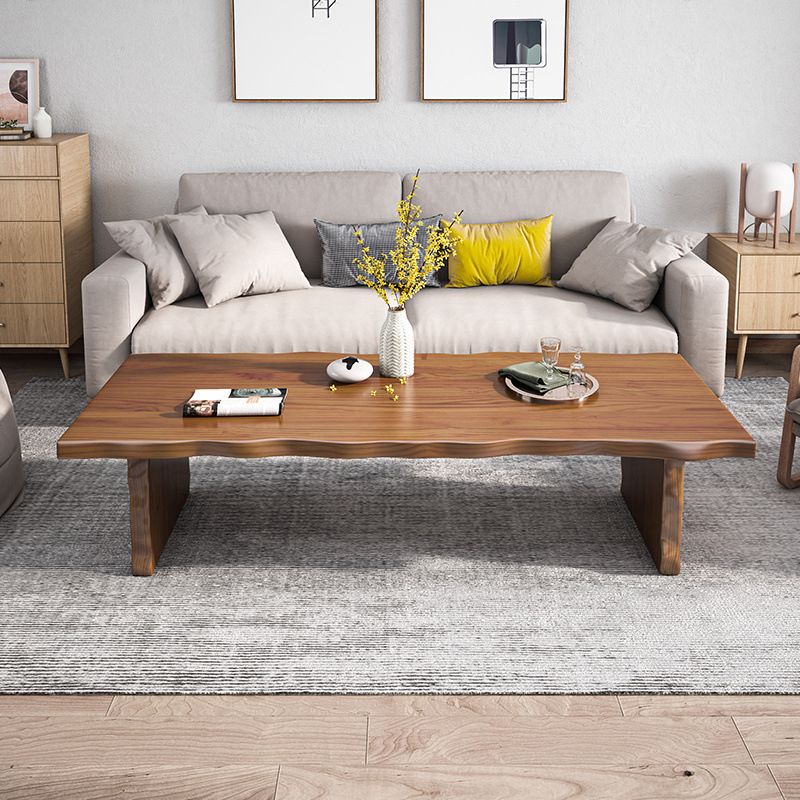 Solid Wood Coffee Table Rectangle Dark Brown Sled Coffee Table