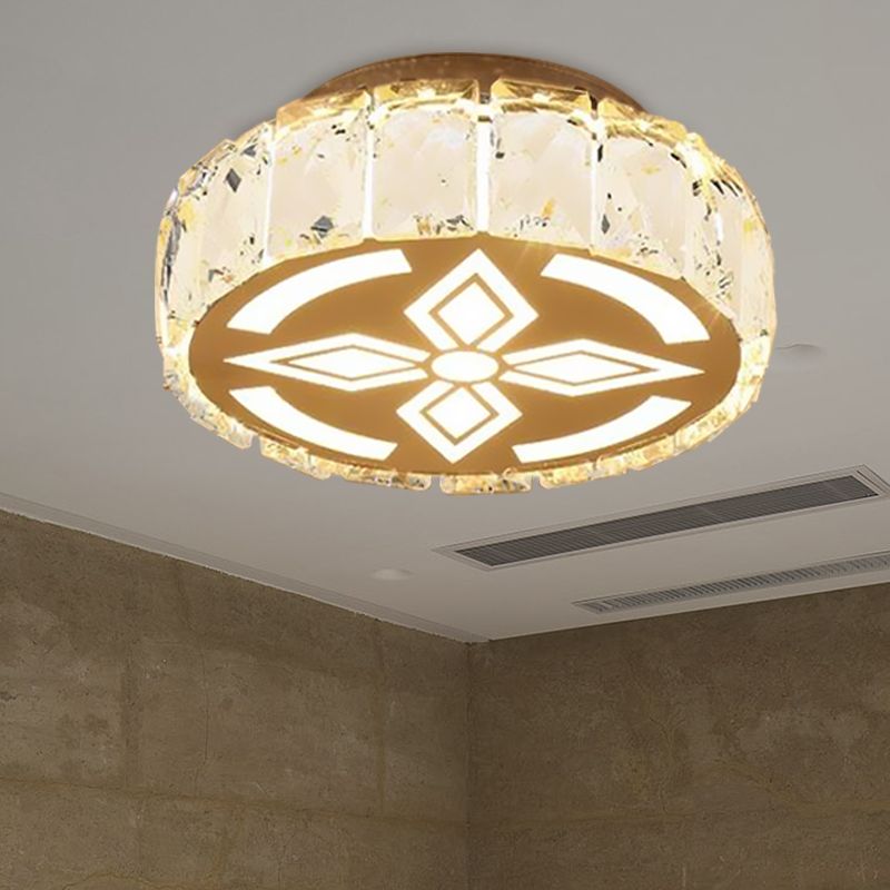 Prismatic Crystal Chrome Ceiling Flush Flower Patterned Circle Modernist LED Flush Mount Light Fixture