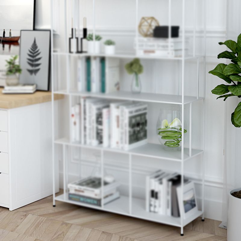 Industrial Style Open Bookcase with Metal Rectangular Shelves