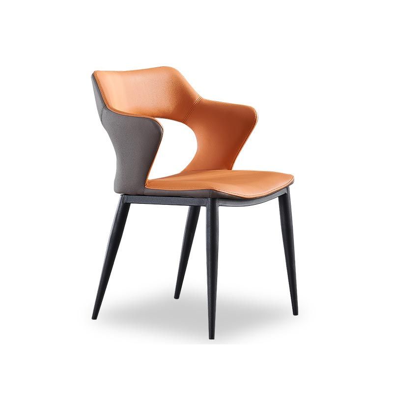 Metal Contemporary Dining Room Chair Metallic Finish Open Back Dining Side Chair