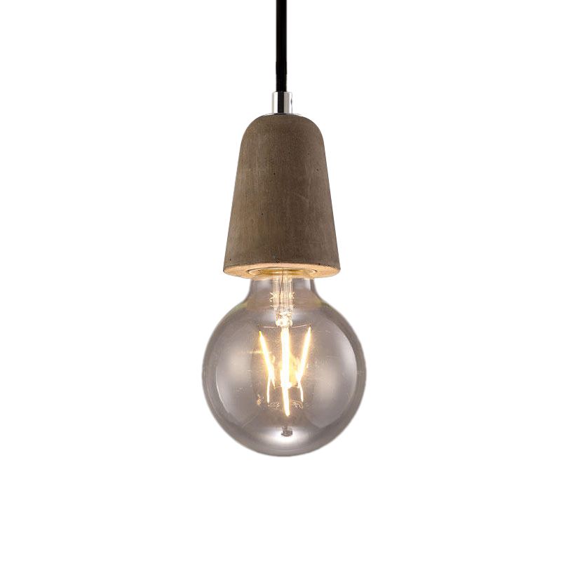 1 Kopf Mini Anhänger Leichter Vintage -Stil Blau/Grauzement Deckenbestand mit offener Glühbirne und einstellbares Kabel