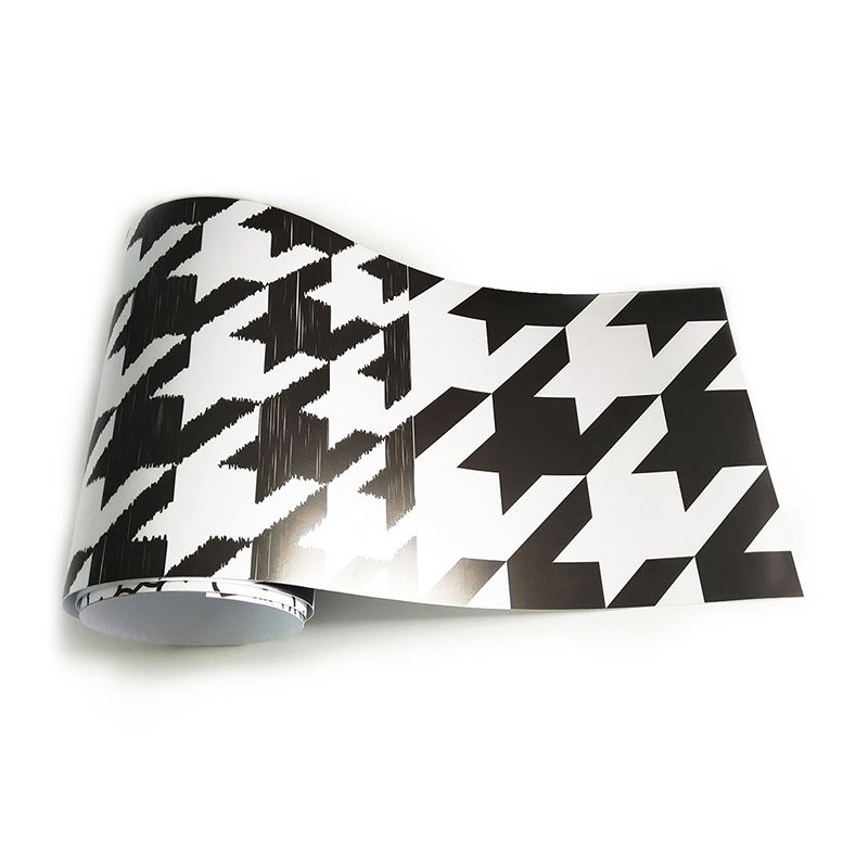 Seamless Geometric Pattern Wallpaper in Black-White Modern Adhesive Wall Covering for Bathroom