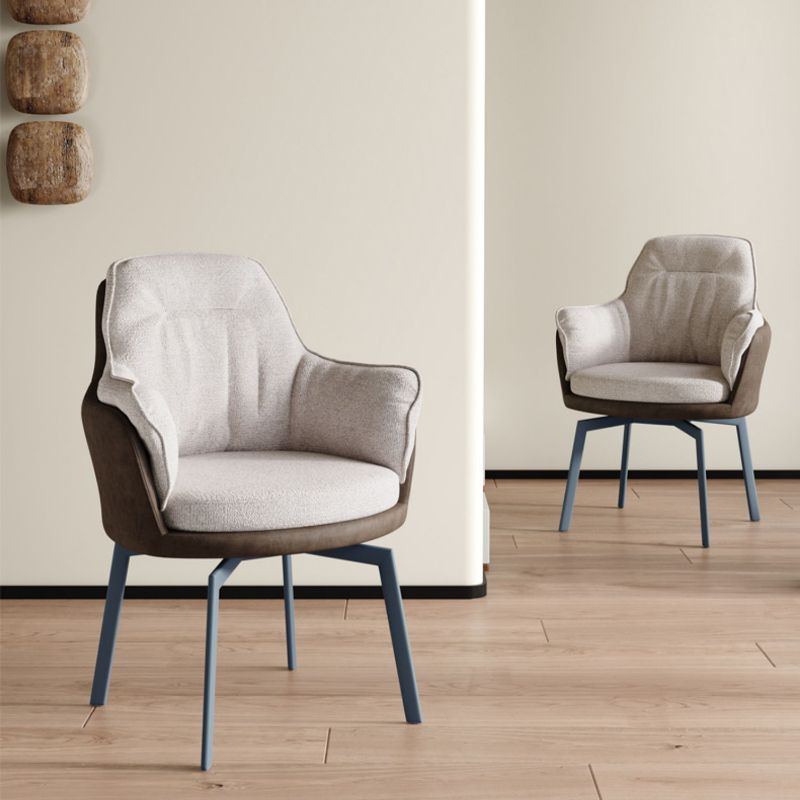Industrial Kitchen Dining Chairs Fabric Arm Dining Chairs with Metal Legs