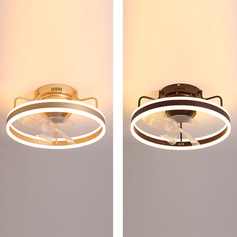 Metal Ceiling Fan Lamp Simple LED Close to Ceiling Light for Bedroom