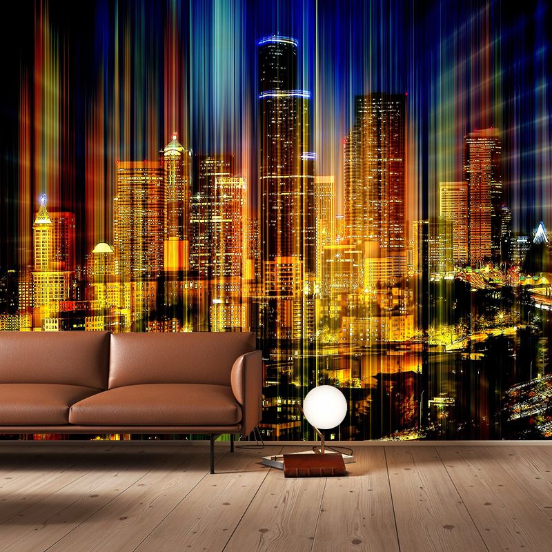 Vibrant Cityscapes Mural Decal Customized Contemporary Wall Covering for Bedroom