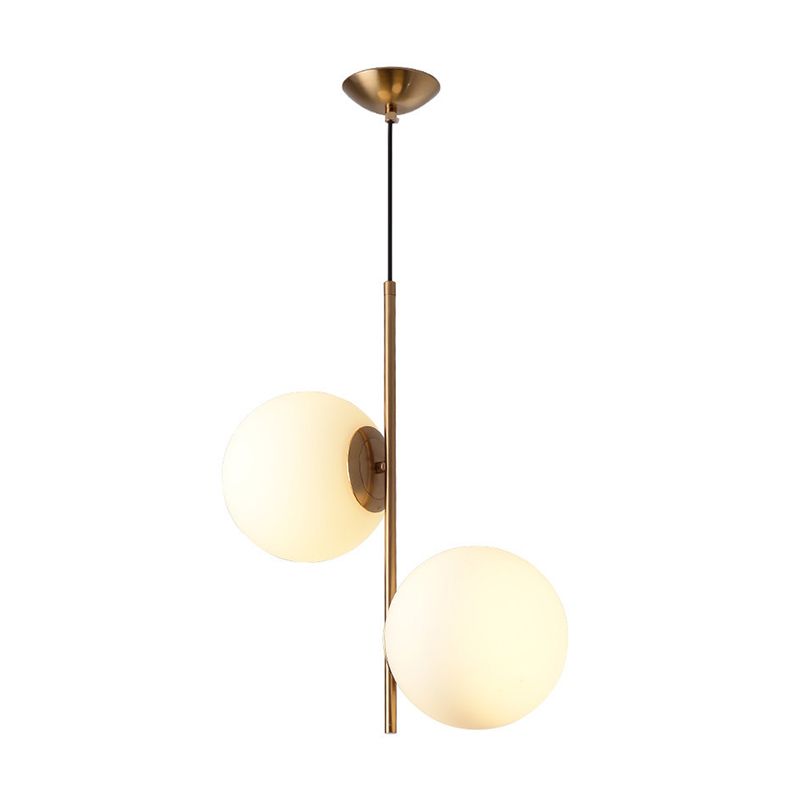 Nordic 2 Leuchten Kronleuchter Beleuchtung Gold Kugel Anhänger Lichtkit mit Opalglas Schatten