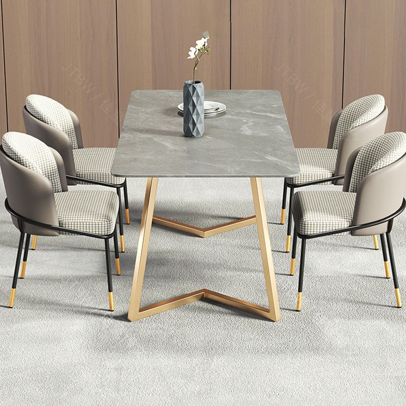 Modern White with Marble Counter Table Rectangle Dining Table for Kitchen
