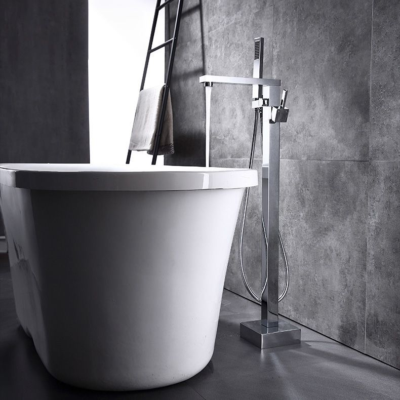 Modern Freestanding Tub Filler Trim Copper Floor Mounted Freestanding Bathtub Faucet